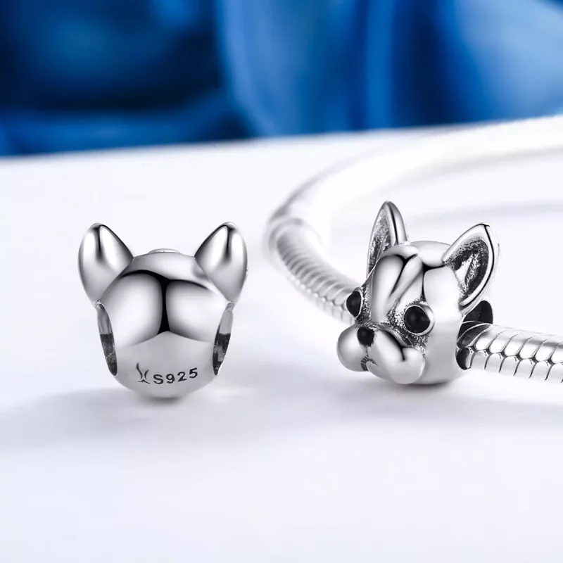 (imagen para) Charm de Bulldog Francés de Plata con Estilo Pandora - SCC315 - Ver 5