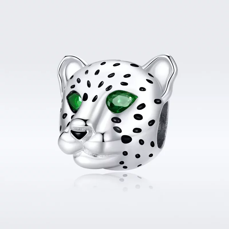 (imagen para) Charm de cabeza de guepardo plateado al estilo Pandora - SCC1675 - Ver 5