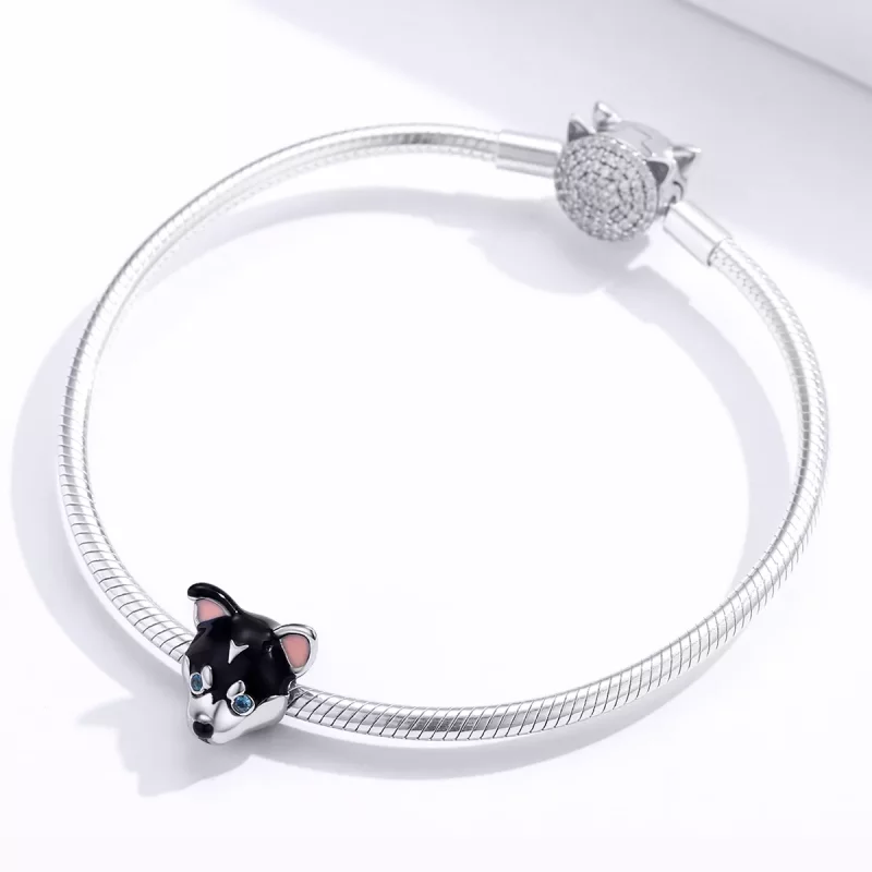 (imagen para) Charm de Cachorro Plateado con Estilo Pandora - BSC191 - Ver 3