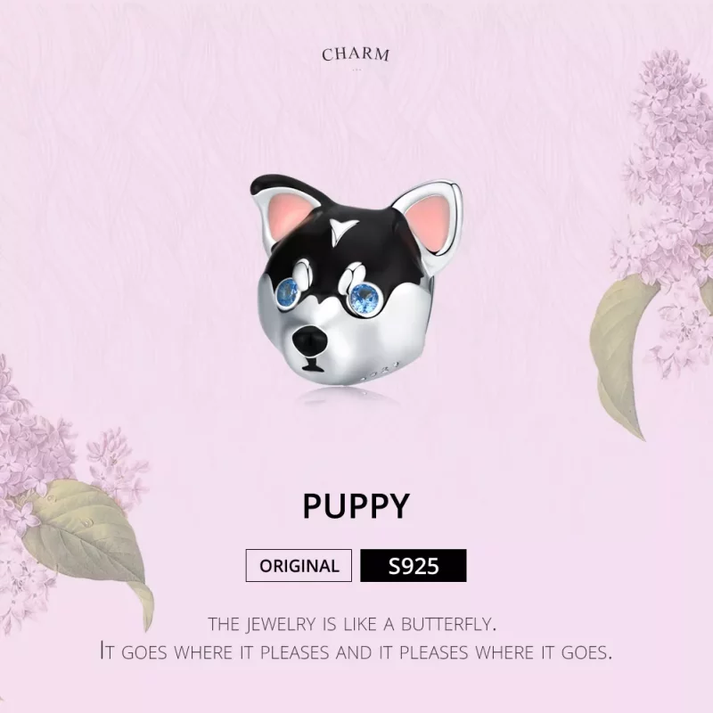 (imagen para) Charm de Cachorro Plateado con Estilo Pandora - BSC191 - Ver 6