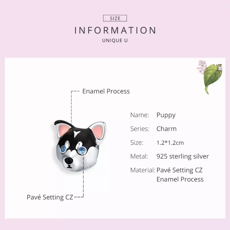 (imagen para) Charm de Cachorro Plateado con Estilo Pandora - BSC191 - Ver 7