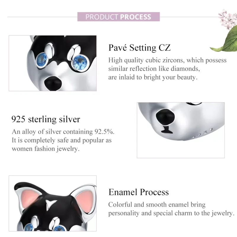 (imagen para) Charm de Cachorro Plateado con Estilo Pandora - BSC191 - Ver 8
