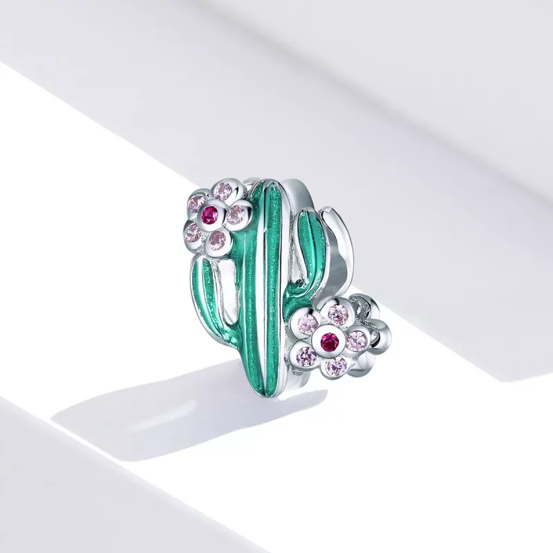 (imagen para) Charm de Cactus Plateado de Estilo Pandora - BSC261 - Ver 2