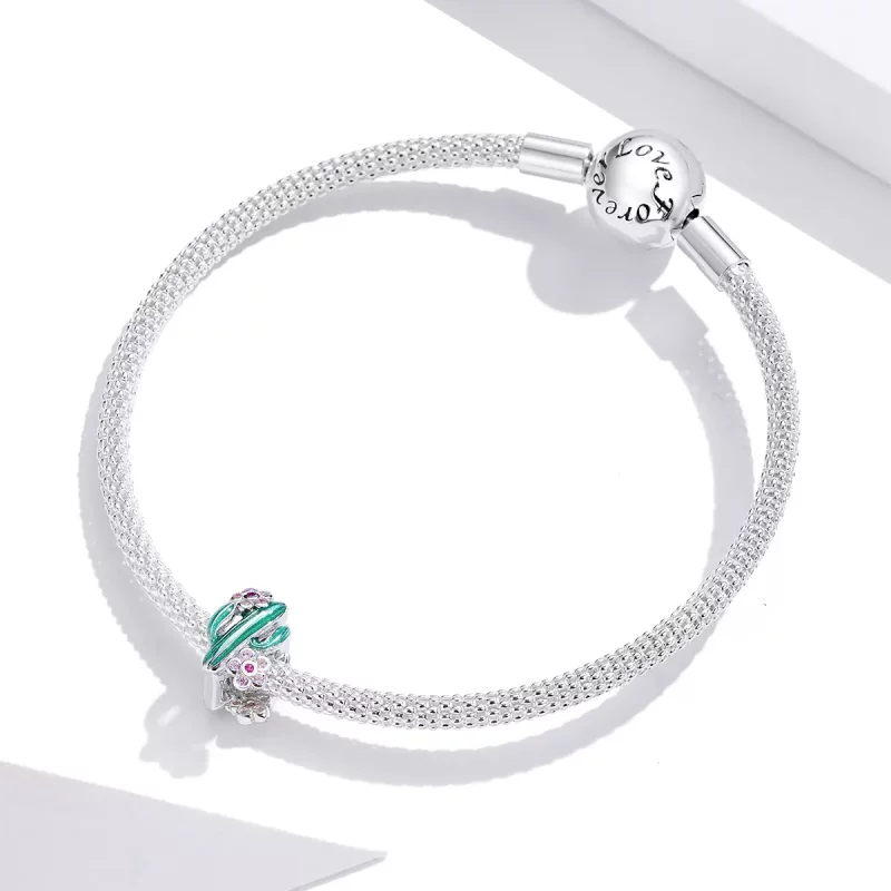 (imagen para) Charm de Cactus Plateado de Estilo Pandora - BSC261 - Ver 3