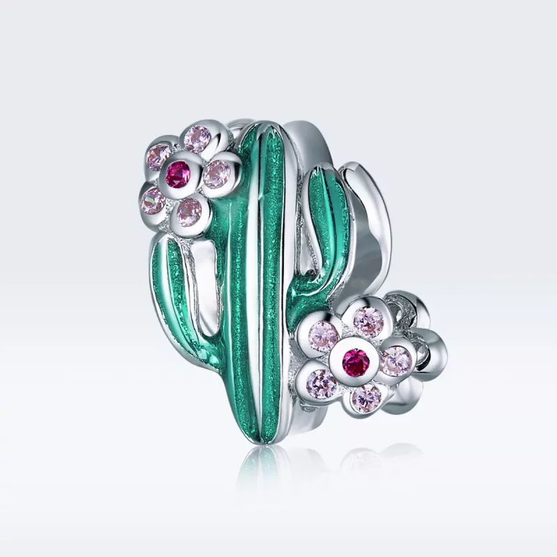 (imagen para) Charm de Cactus Plateado de Estilo Pandora - BSC261 - Ver 5