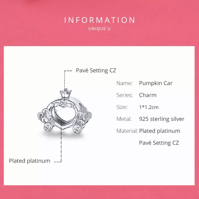 (imagen para) Charm de calabaza de Cenicienta de plata estilo Pandora - BSC270 - Ver 6