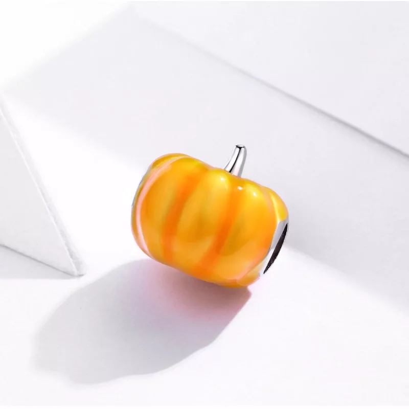 (imagen para) Charm de calabaza lindo estilo Pandora plateado - BSC333 - Ver 2