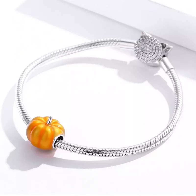 (imagen para) Charm de calabaza lindo estilo Pandora plateado - BSC333 - Ver 3
