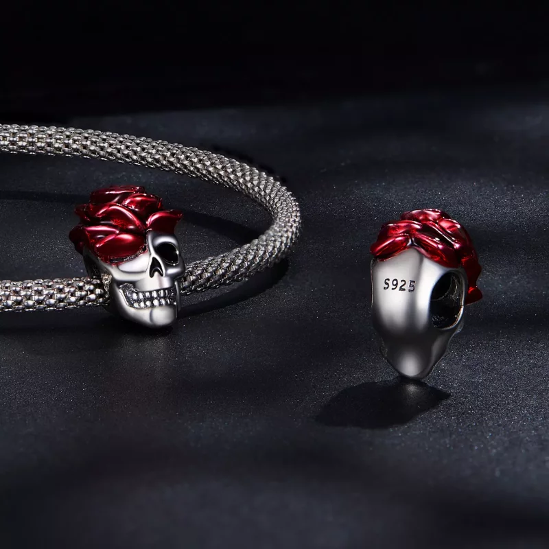 (imagen para) Charm de Calavera Estilo Pandora en Rosa - SCC2403 - Ver 4