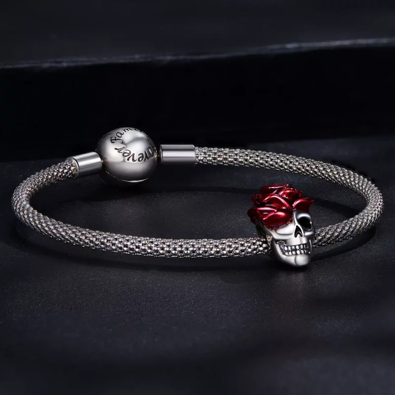 (imagen para) Charm de Calavera Estilo Pandora en Rosa - SCC2403 - Ver 5