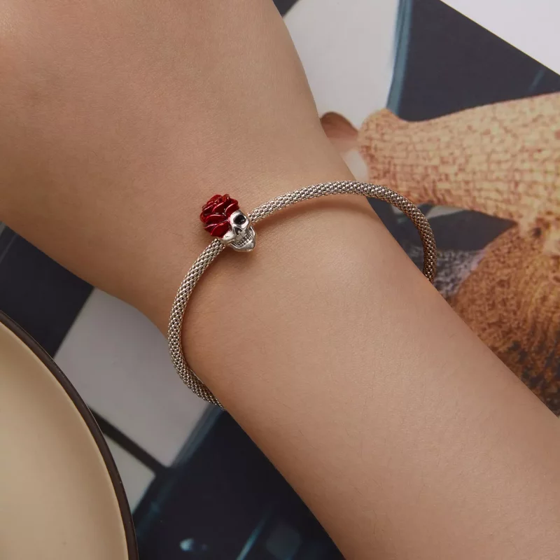 (imagen para) Charm de Calavera Estilo Pandora en Rosa - SCC2403 - Ver 6