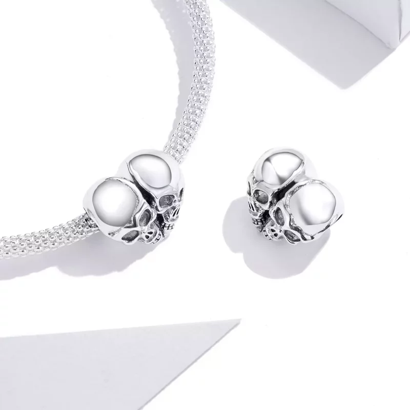 (imagen para) Charm de Calaveras de Plata Estilo Pandora - SCC1519 - Ver 4