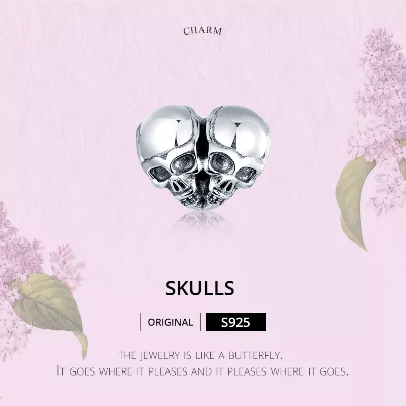 (imagen para) Charm de Calaveras de Plata Estilo Pandora - SCC1519 - Ver 6