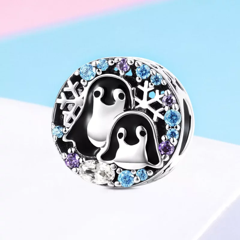 (imagen para) Charm de casa de pingüinos de plata estilo Pandora - SCC992 - Ver 2