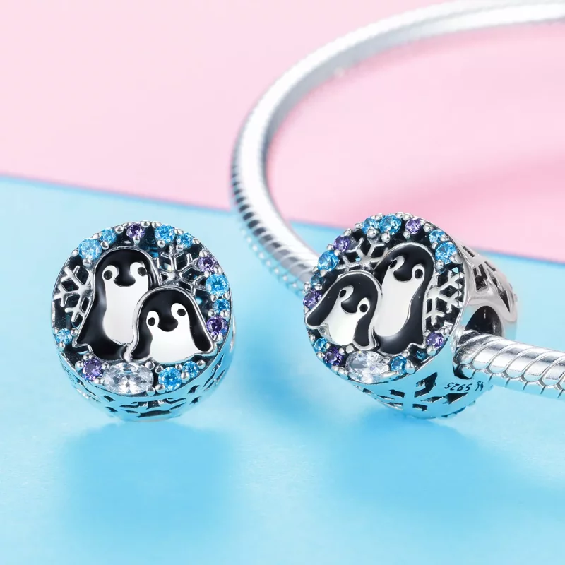 (imagen para) Charm de casa de pingüinos de plata estilo Pandora - SCC992 - Ver 3
