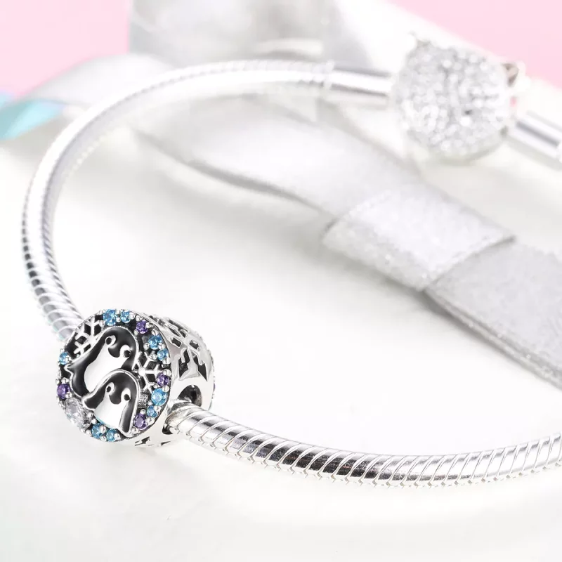 (imagen para) Charm de casa de pingüinos de plata estilo Pandora - SCC992 - Ver 4