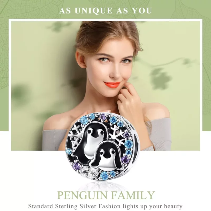 (imagen para) Charm de casa de pingüinos de plata estilo Pandora - SCC992 - Ver 6
