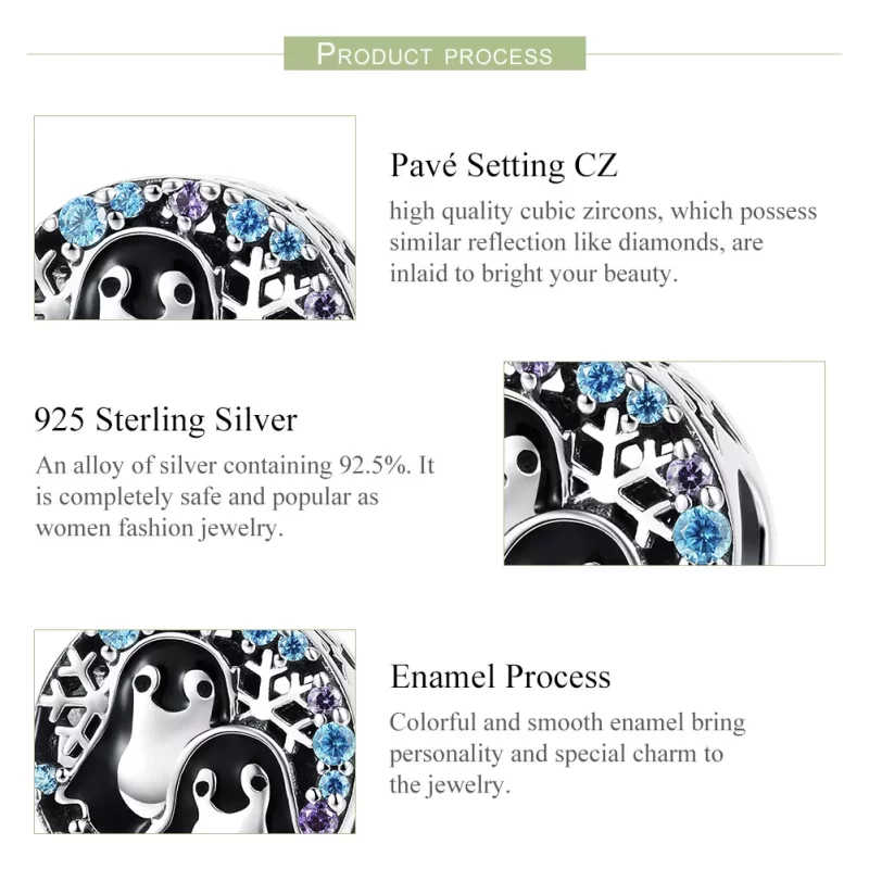 (imagen para) Charm de casa de pingüinos de plata estilo Pandora - SCC992 - Ver 7
