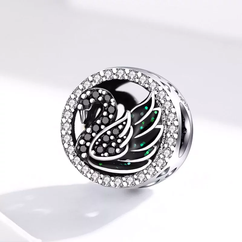 (imagen para) Charm de cisne negro en plata estilo Pandora - SCC1342 - Ver 2