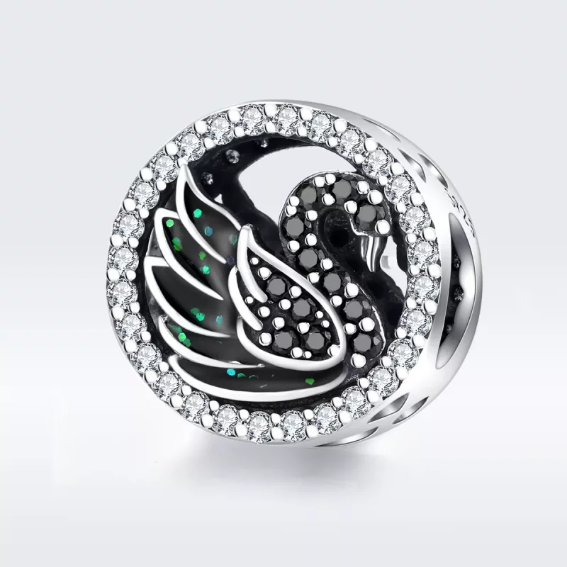 (imagen para) Charm de cisne negro en plata estilo Pandora - SCC1342 - Ver 5