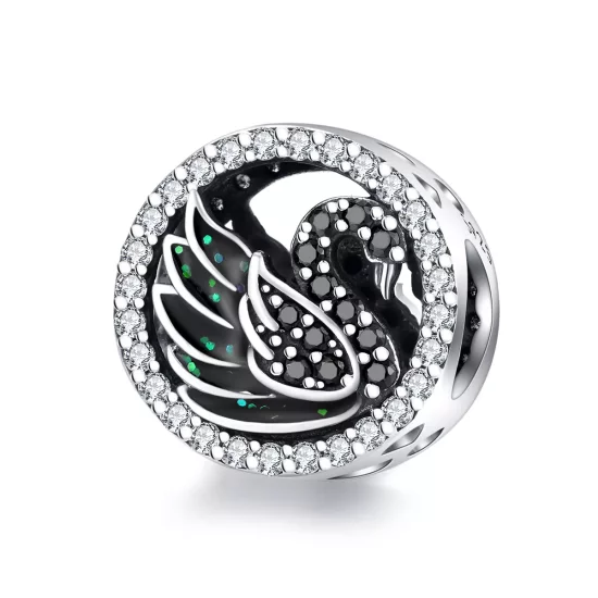 (imagen para) Charm de cisne negro en plata estilo Pandora - SCC1342