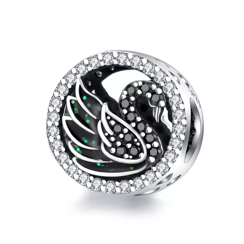 (imagen para) Charm de cisne negro en plata estilo Pandora - SCC1342