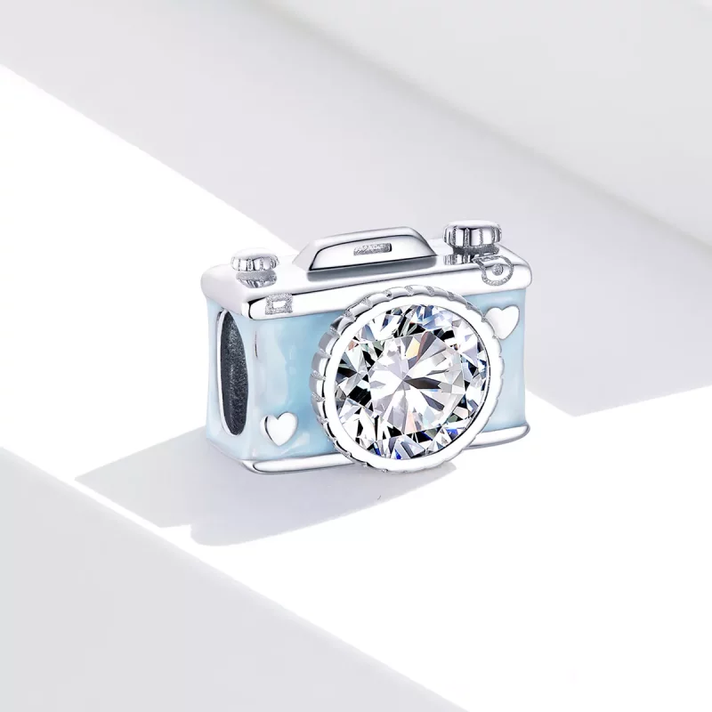 (imagen para) Charm de cámara azul plateado estilo Pandora - BSC264 - Ver 2