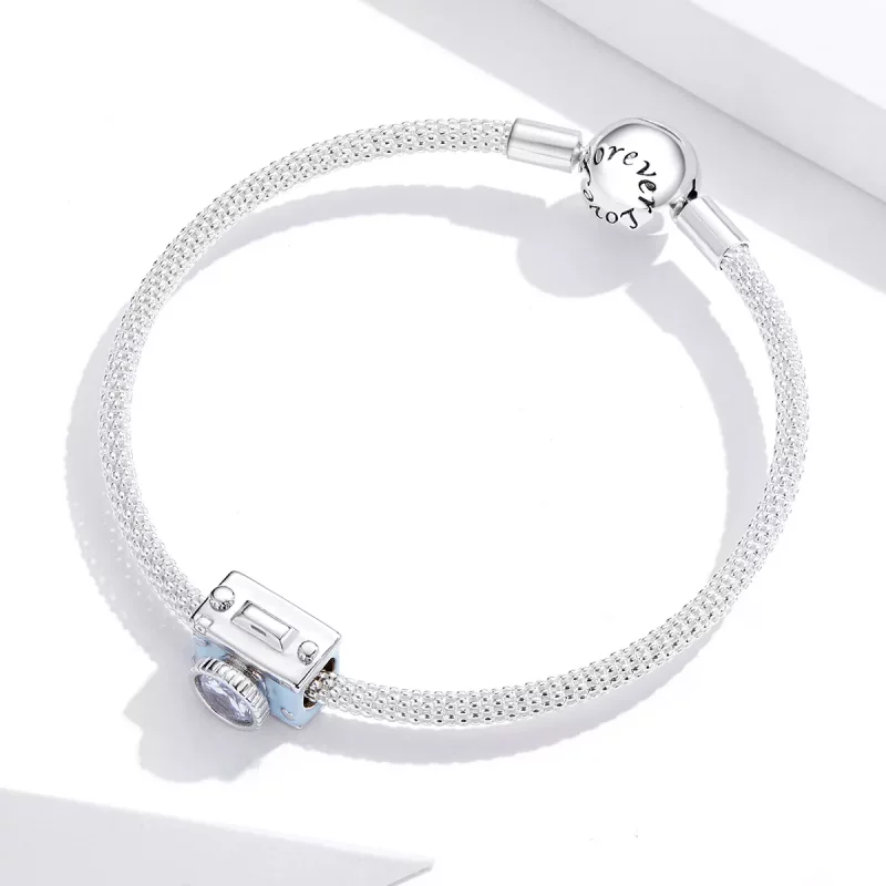 (imagen para) Charm de cámara azul plateado estilo Pandora - BSC264 - Ver 3
