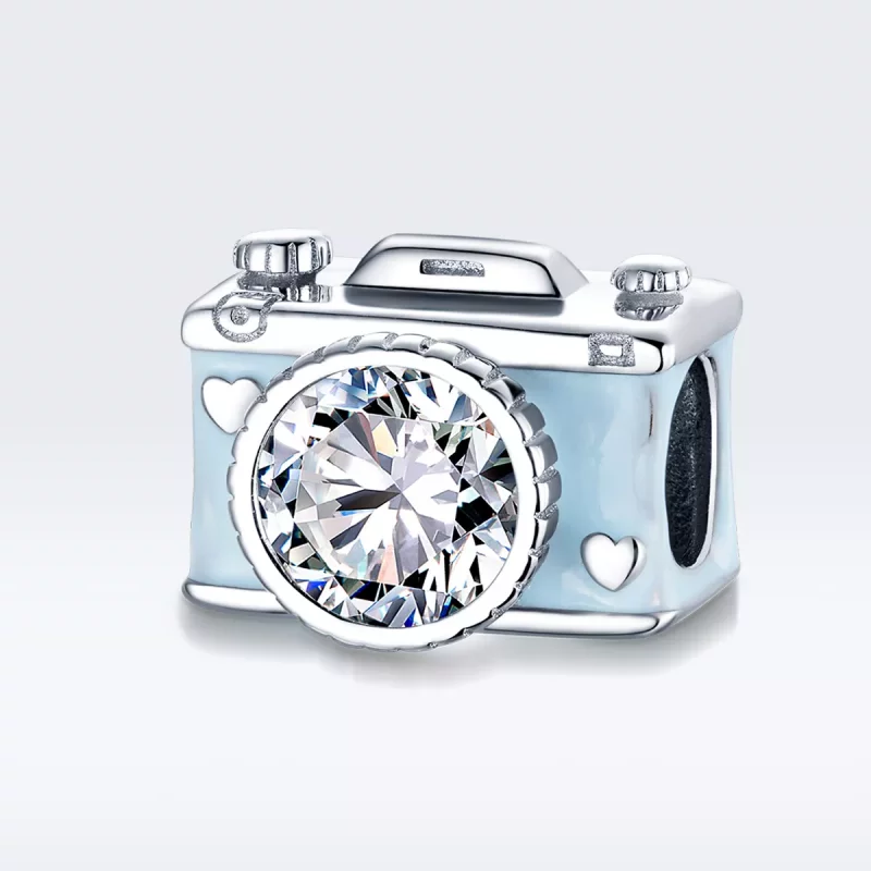 (imagen para) Charm de cámara azul plateado estilo Pandora - BSC264 - Ver 5
