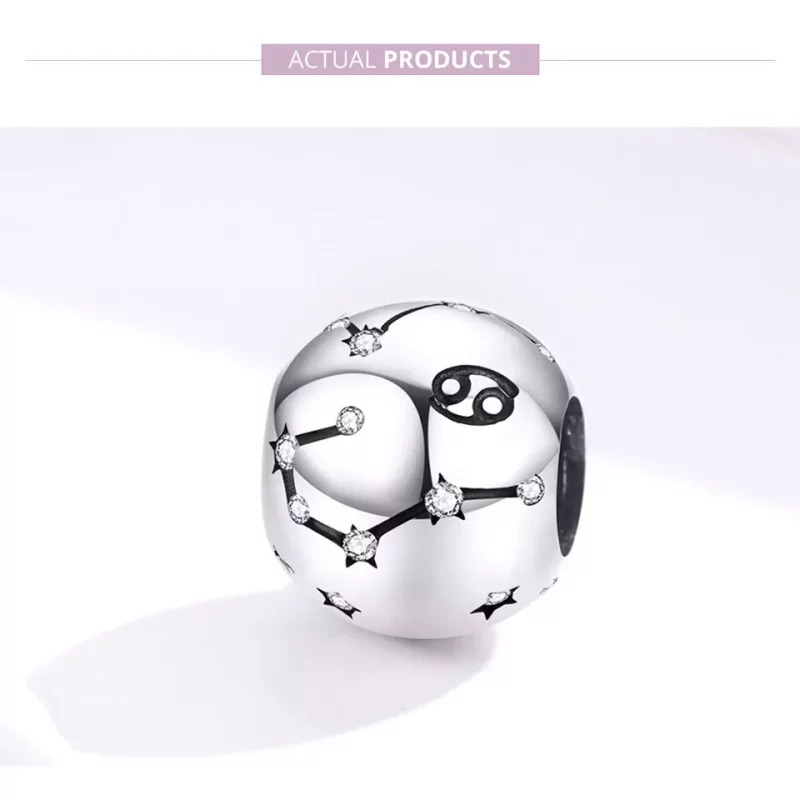 (imagen para) Charm de cáncer de plata estilo Pandora - SCC1218-4 - Ver 2