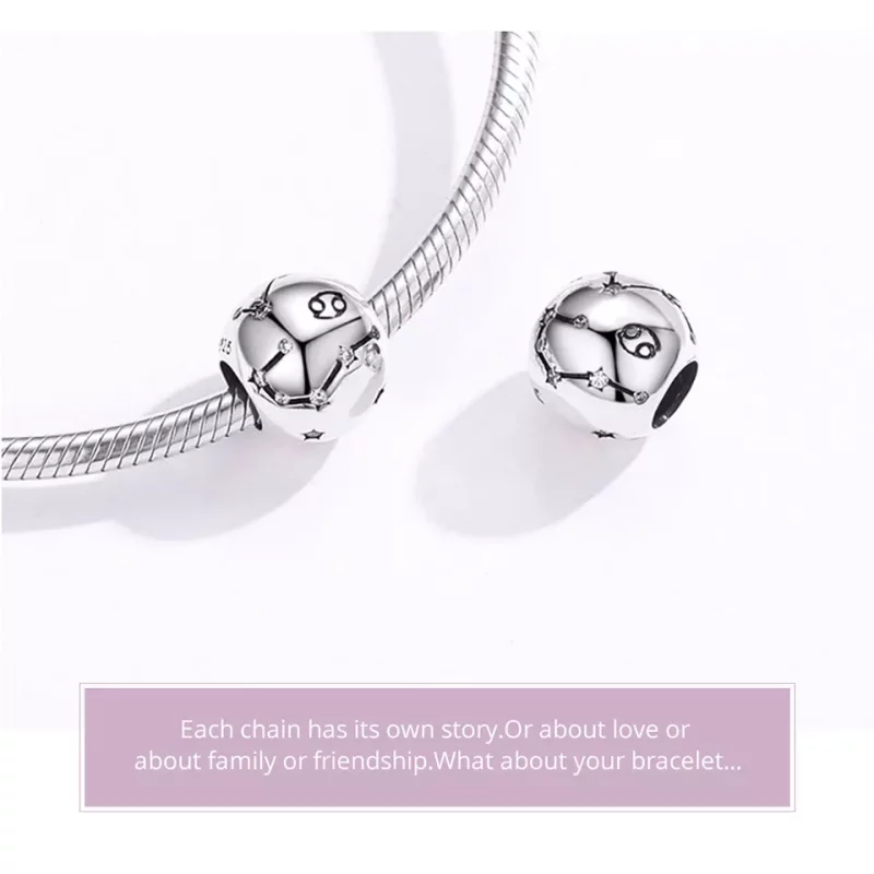 (imagen para) Charm de cáncer de plata estilo Pandora - SCC1218-4 - Ver 5