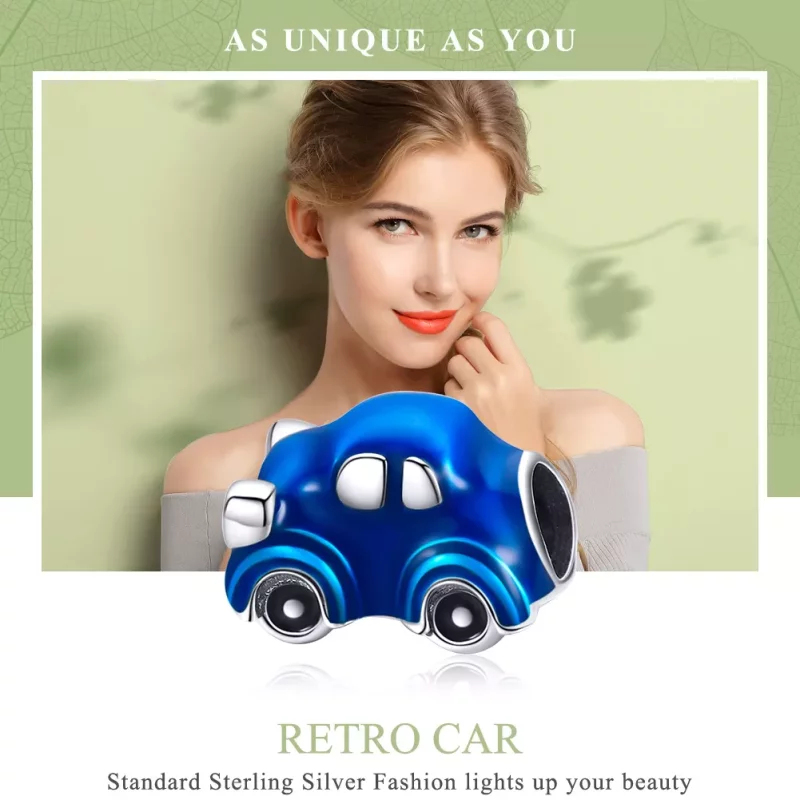 (imagen para) Charm de Coche Antiguo de Plata Estilo Pandora - SCC957 - Ver 6