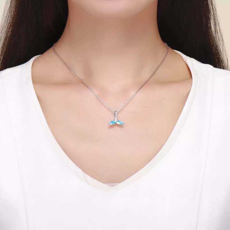 (imagen para) Charm de cola de pez azul plateado estilo Pandora - SCC1067 - Ver 4