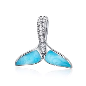 (imagen para) Charm de cola de pez azul plateado estilo Pandora - SCC1067