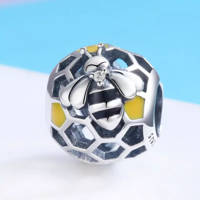 (imagen para) Charm de colmena de abejas de plata estilo Pandora - SCC779 - Ver 2