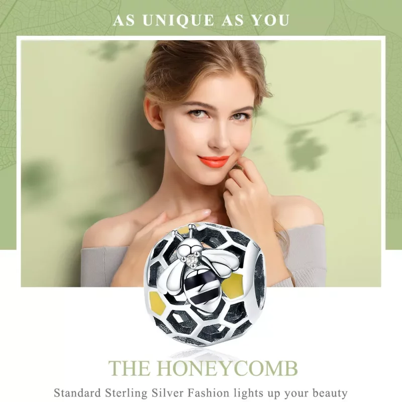 (imagen para) Charm de colmena de abejas de plata estilo Pandora - SCC779 - Ver 6