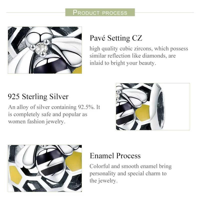 (imagen para) Charm de colmena de abejas de plata estilo Pandora - SCC779 - Ver 7