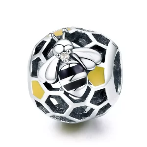 (imagen para) Charm de colmena de abejas de plata estilo Pandora - SCC779