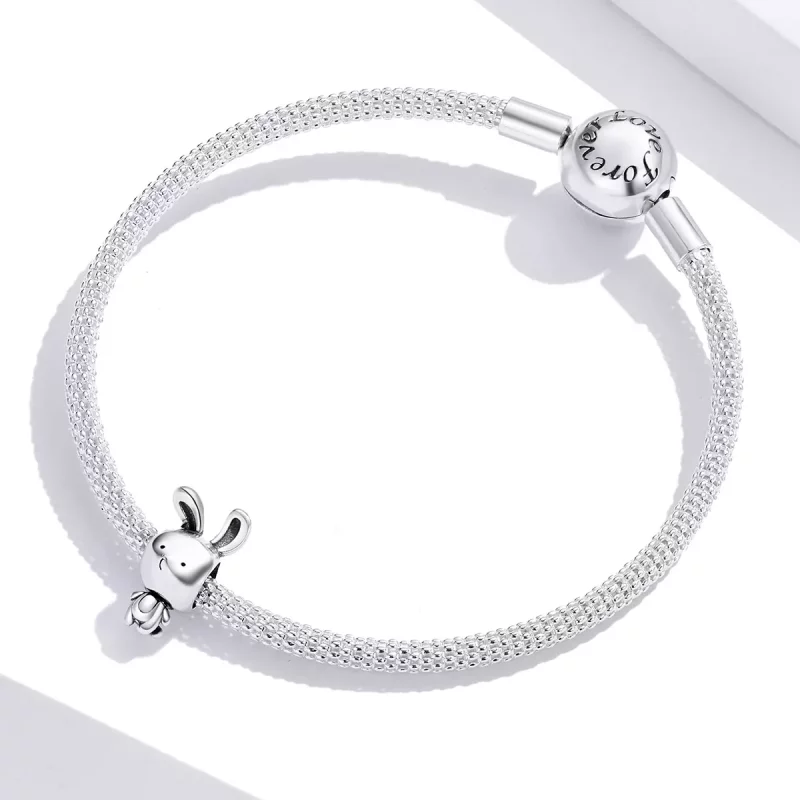 (imagen para) Charm de conejito adorable estilo Pandora en plata - SCC1517 - Ver 3
