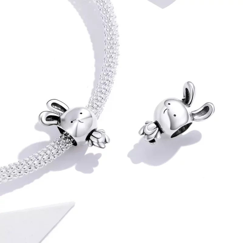 (imagen para) Charm de conejito adorable estilo Pandora en plata - SCC1517 - Ver 4