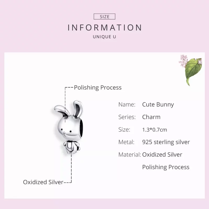 (imagen para) Charm de conejito adorable estilo Pandora en plata - SCC1517 - Ver 7