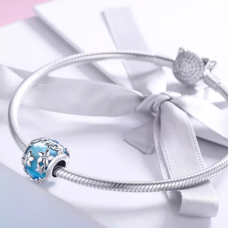 (imagen para) Charm de Confesión de Margaritas de Aquamarina Plateada al estilo de Pandora - S - Ver 3