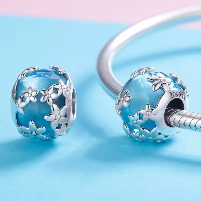 (imagen para) Charm de Confesión de Margaritas de Aquamarina Plateada al estilo de Pandora - S - Ver 4