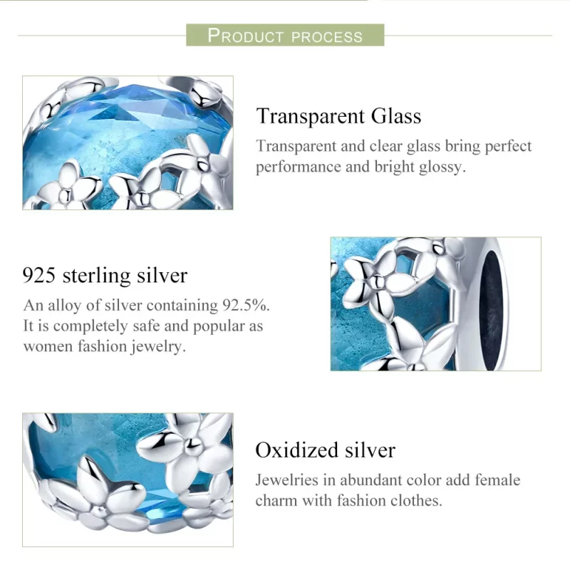 (imagen para) Charm de Confesión de Margaritas de Aquamarina Plateada al estilo de Pandora - S - Ver 7