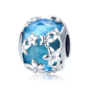 (imagen para) Charm de Confesión de Margaritas de Aquamarina Plateada al estilo de Pandora - SCC878