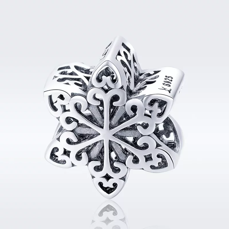 (imagen para) Charm de copo de nieve brillante plateado al estilo Pandora - SCC719 - Ver 3