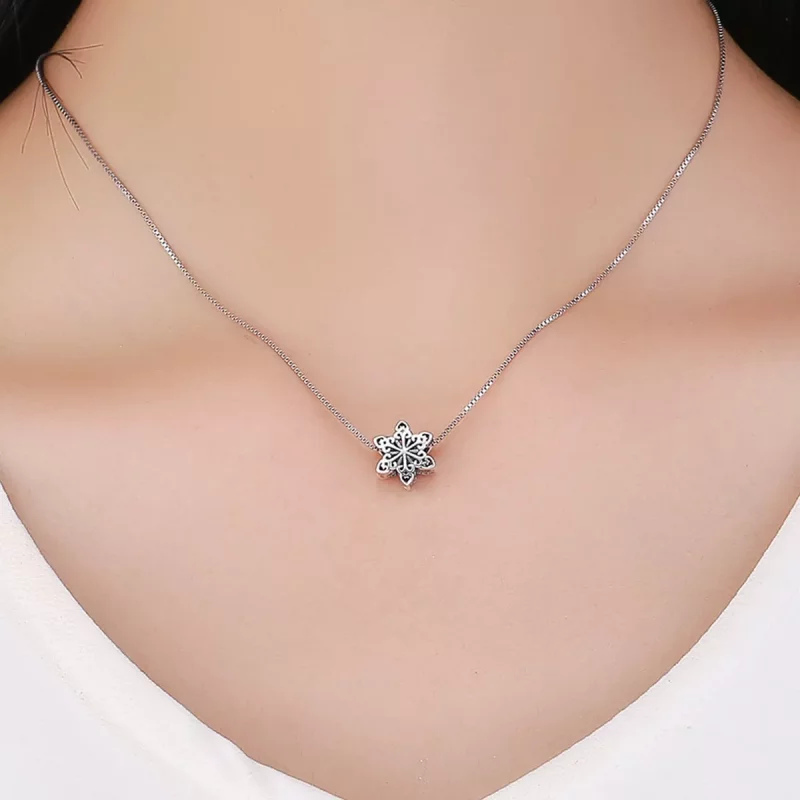 (imagen para) Charm de copo de nieve brillante plateado al estilo Pandora - SCC719 - Ver 5