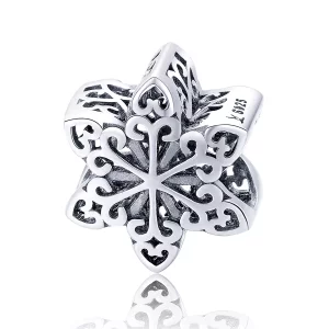 (imagen para) Charm de copo de nieve brillante plateado al estilo Pandora - SCC719