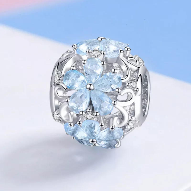 (imagen para) Charm de copos de nieve elegante plateado al estilo Pandora - SCC941 - Ver 2