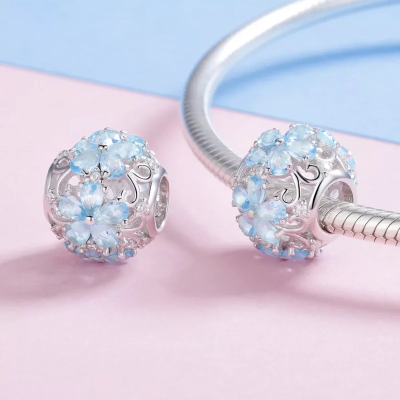(imagen para) Charm de copos de nieve elegante plateado al estilo Pandora - SCC941 - Ver 4